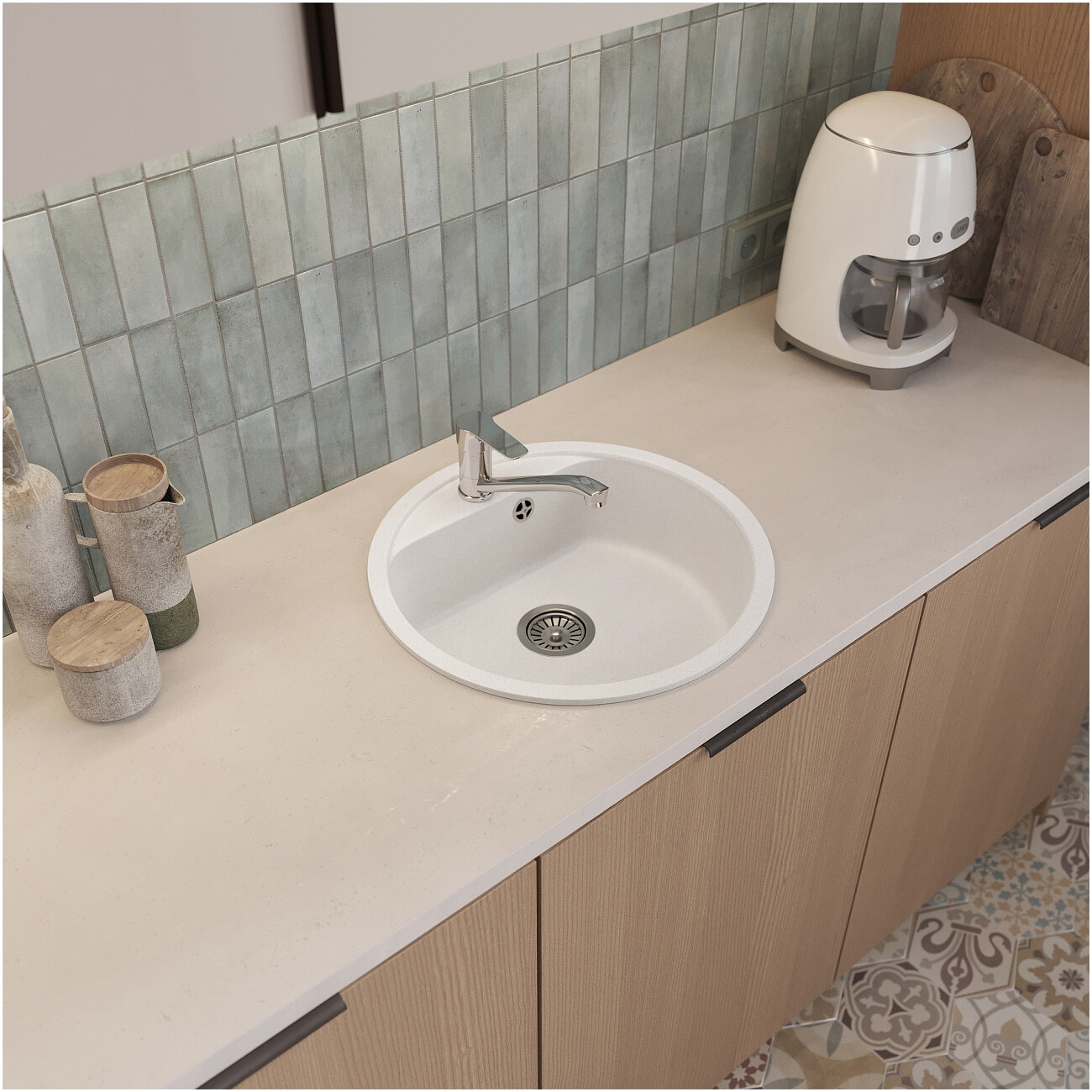 Мойка кухонная кварцевая туман Domaci "Савона" QB 480 - изображение 4