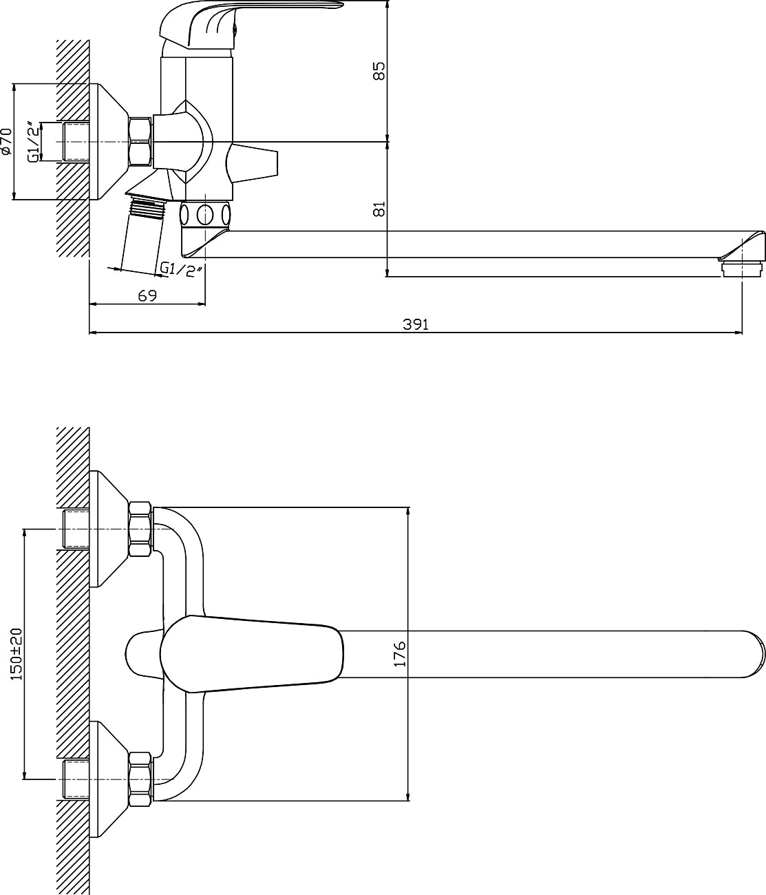 Смеситель универсальный однорычажный с душевым гарнитуром хром Diwo "Тула" TU-03cr - изображение 2