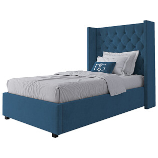 Кровать односпальная 90х200 Wing-2 велюр морская волна Р