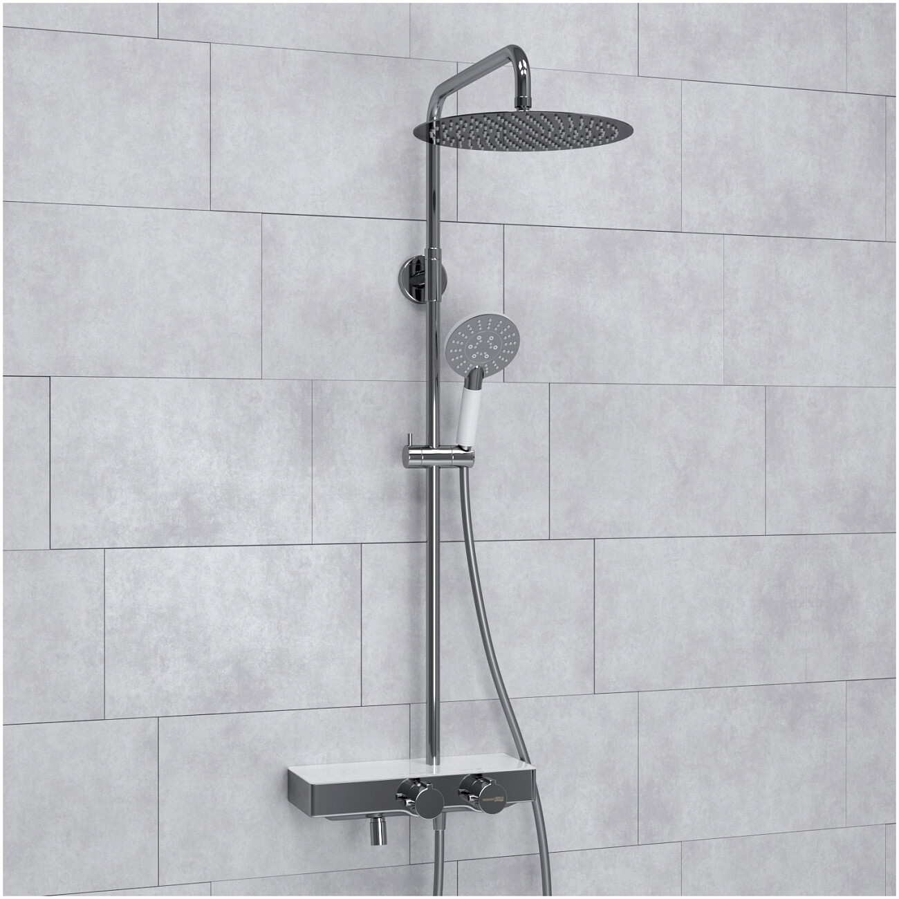 Душевой комплект с верхним душем и лейкой хром Wasserkraft A113.116.058.CH Thermo - изображение 2