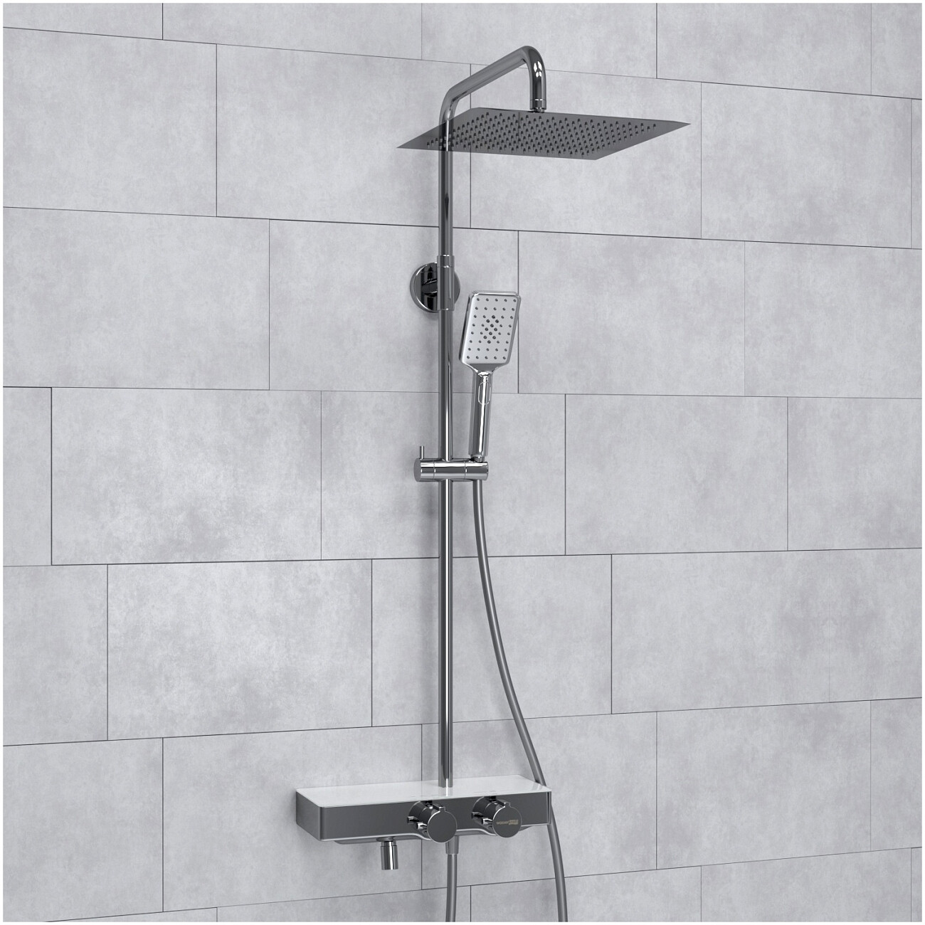 Душевой комплект с верхним душем и лейкой хром Wasserkraft A113.118.126.CH Thermo - изображение 2