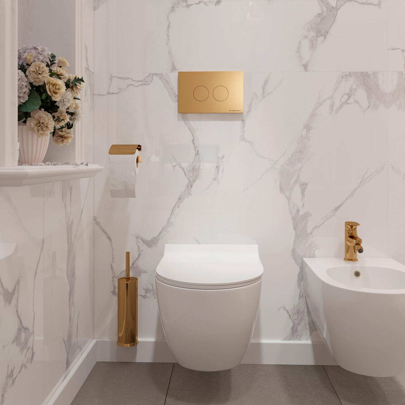 Кнопка смыва золотая матовая Stworki "Хельсинки" 500474 - изображение 2