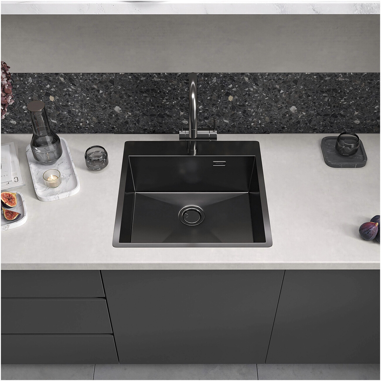 Кухонная мойка из нержавеющей стали 50х50 см оружейная сталь Reflexion Iseo RX2250BL - изображение 8
