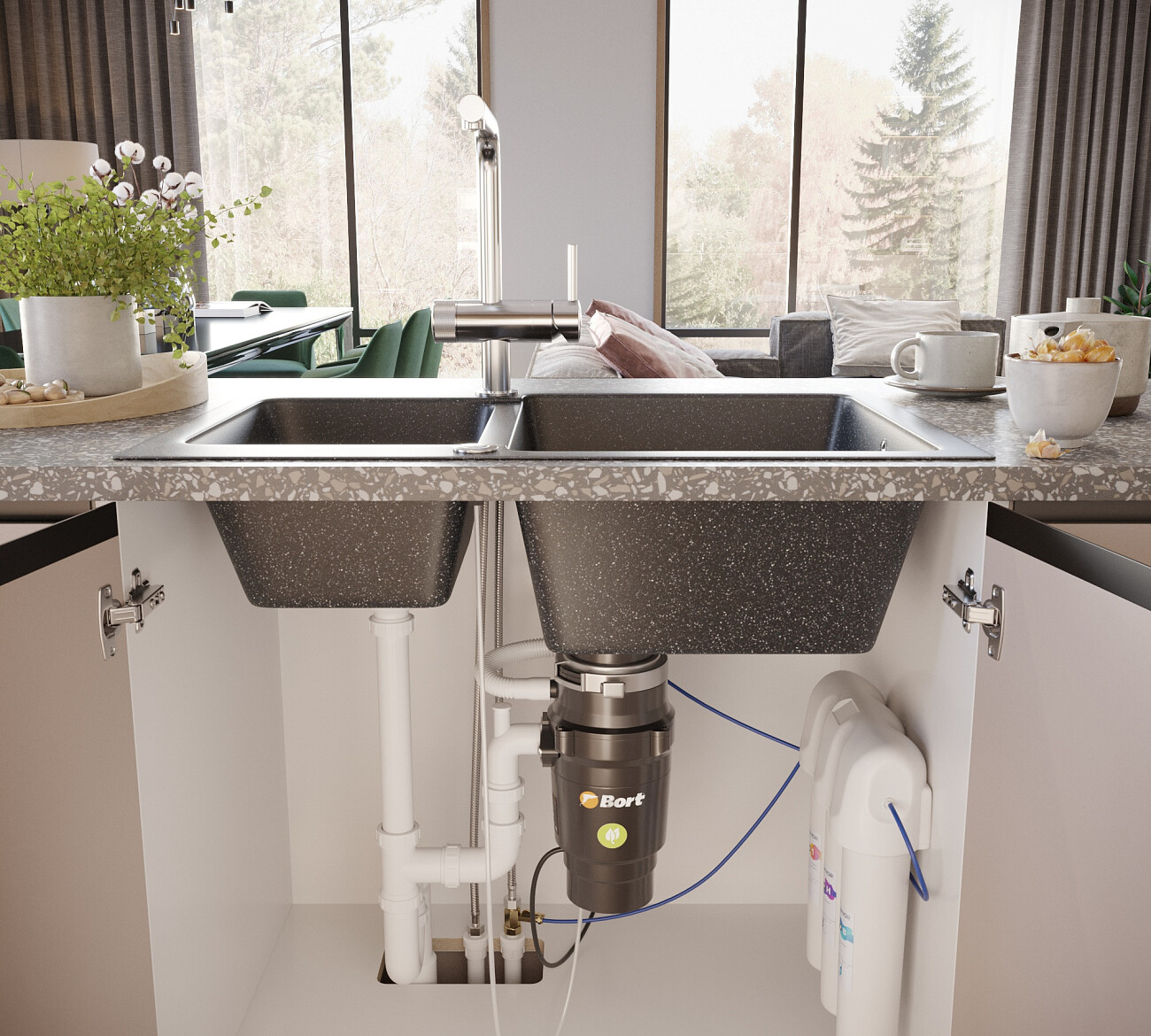 Мойка кухонная черная Domaci "Бьелла" DMC-76K-308 - изображение 8