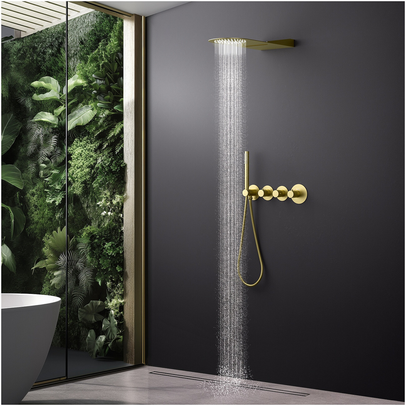 Душевой комплект встраиваемый с верхним душем и термостатом золото матовое Timo Saona SX-2350-17SM - изображение 3