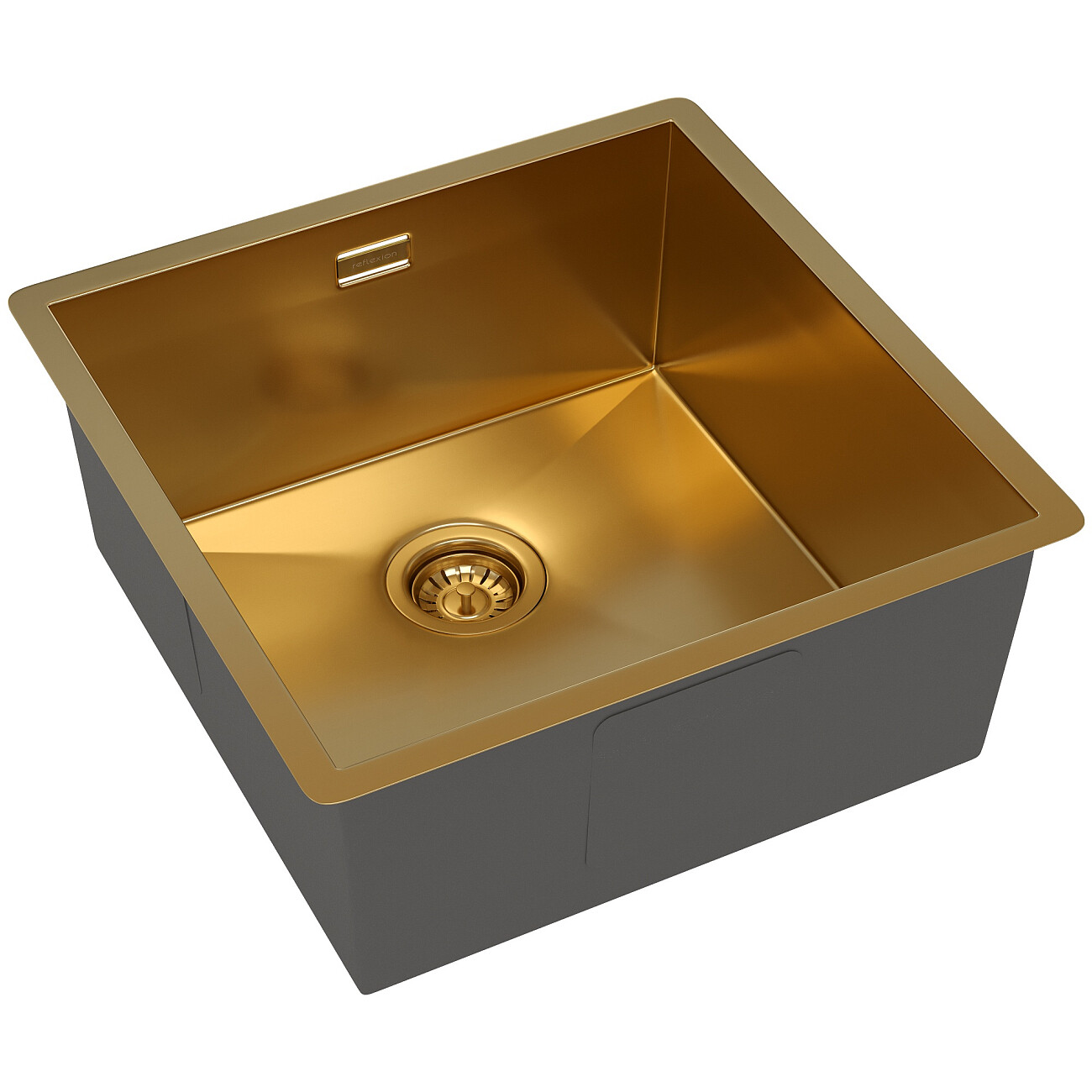Кухонная мойка из нержавеющей стали 44х44 см брашированное золото Reflexion Como RX2044GD - изображение 4