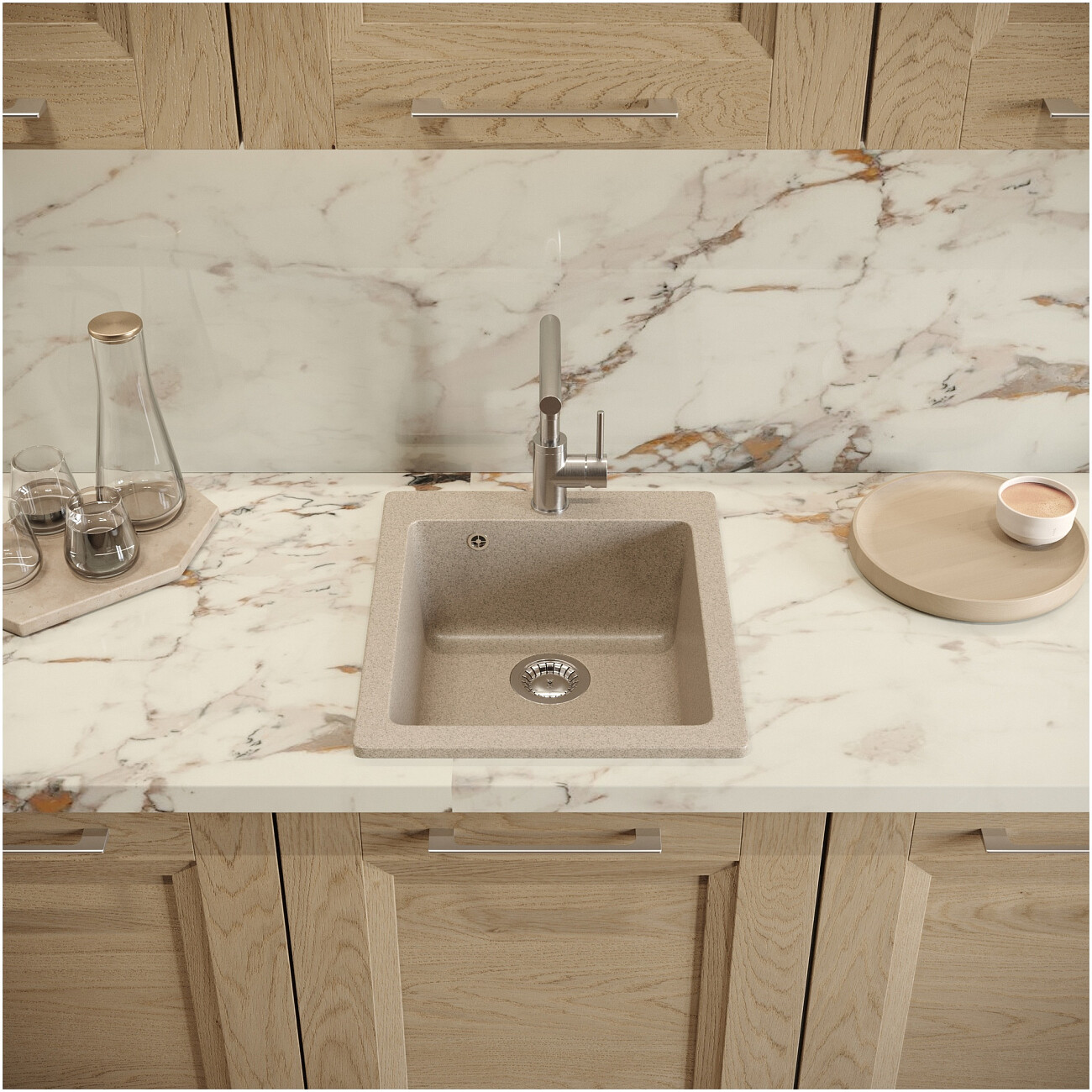 Мойка кухонная песочная Domaci "Болонья" М-08-004 - изображение 7