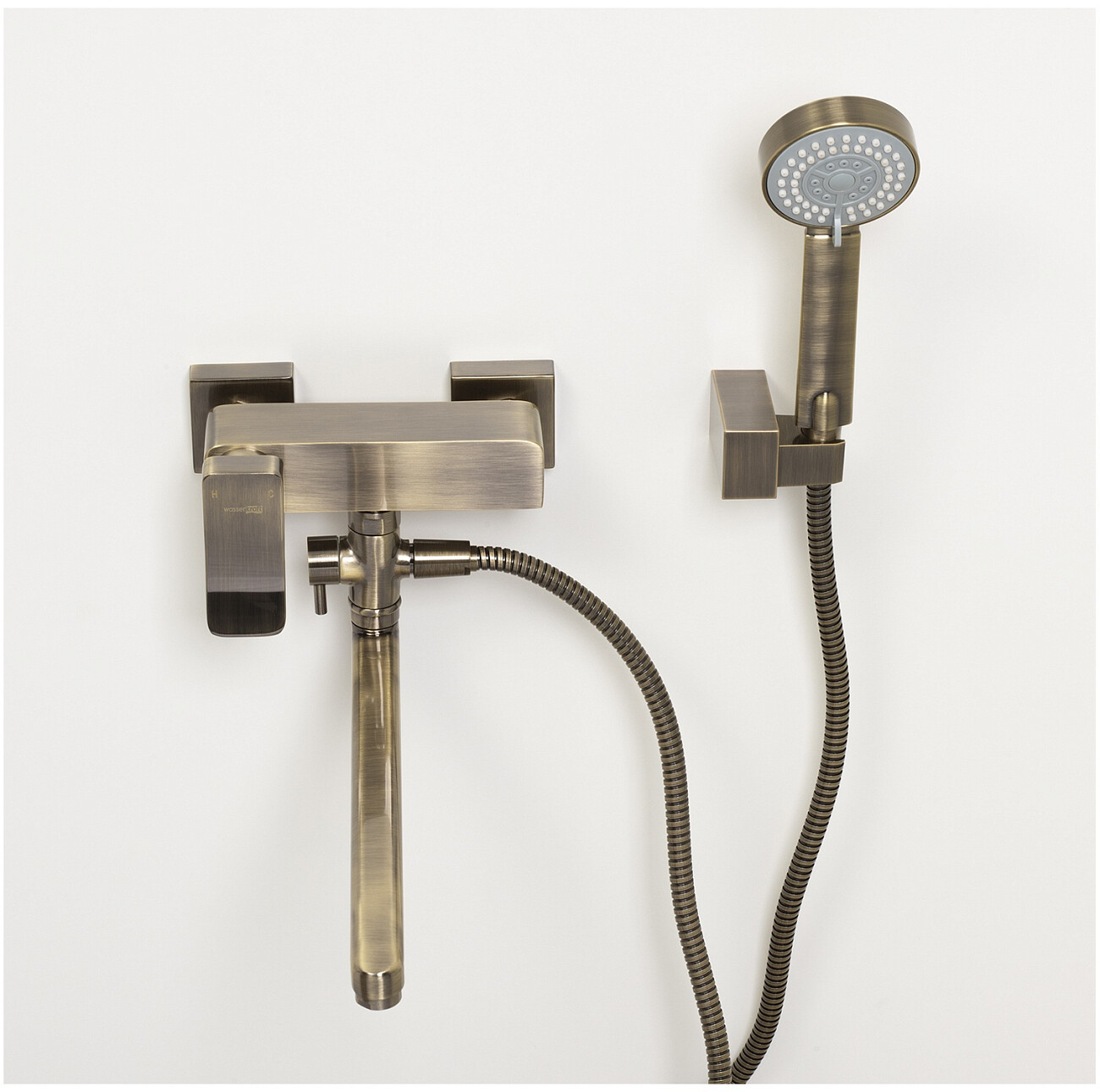 Душевой комплект с лейкой и длинным изливом светлая бронза Wasserkraft Exter 1602L - изображение 5