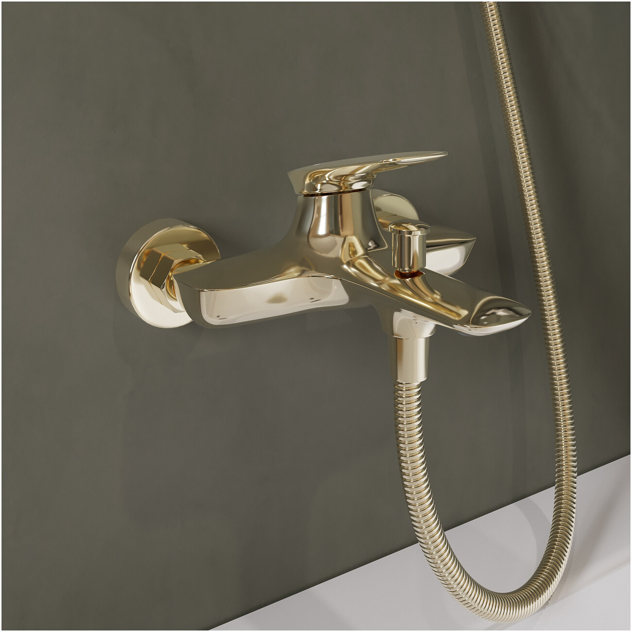 Смеситель для ванны с душем настенный золотой Stworki "Молде" S23100GG - изображение 5