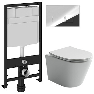Унитаз Ceramicanova Balearica Rimless CN6000 с инсталляцией Ewrika ProLT 0026-2020, с кнопкой 0041