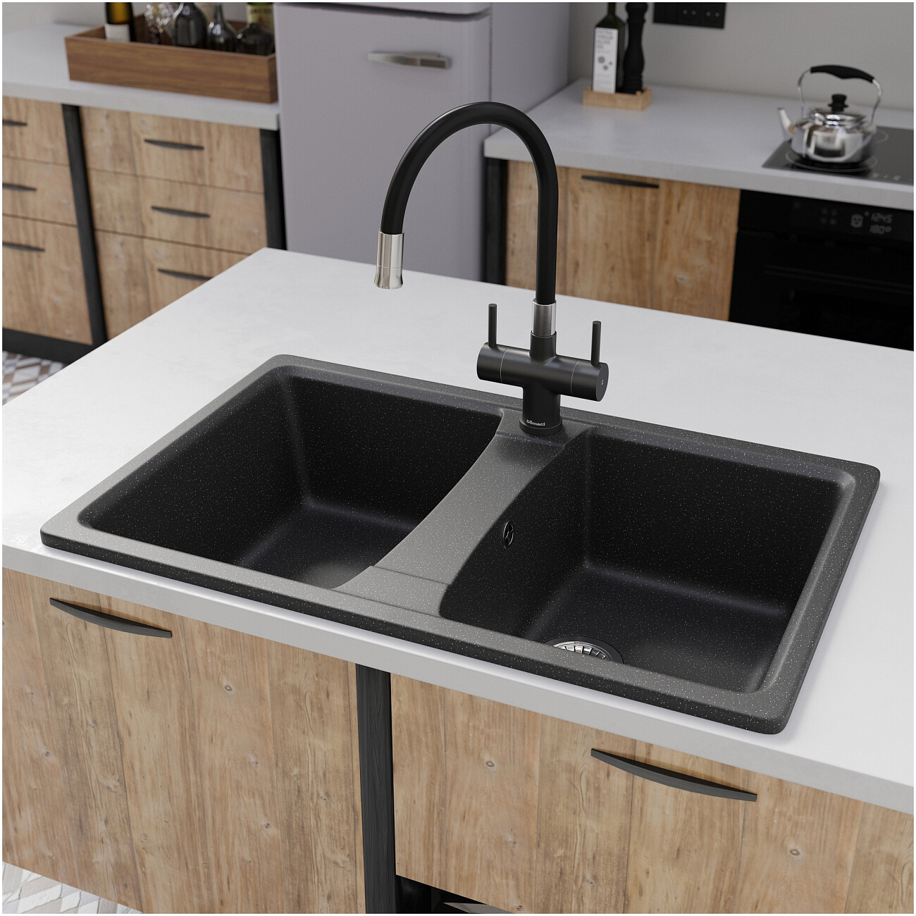 Мойка кухонная черная Domaci "Болонья" М-26-002 - изображение 8