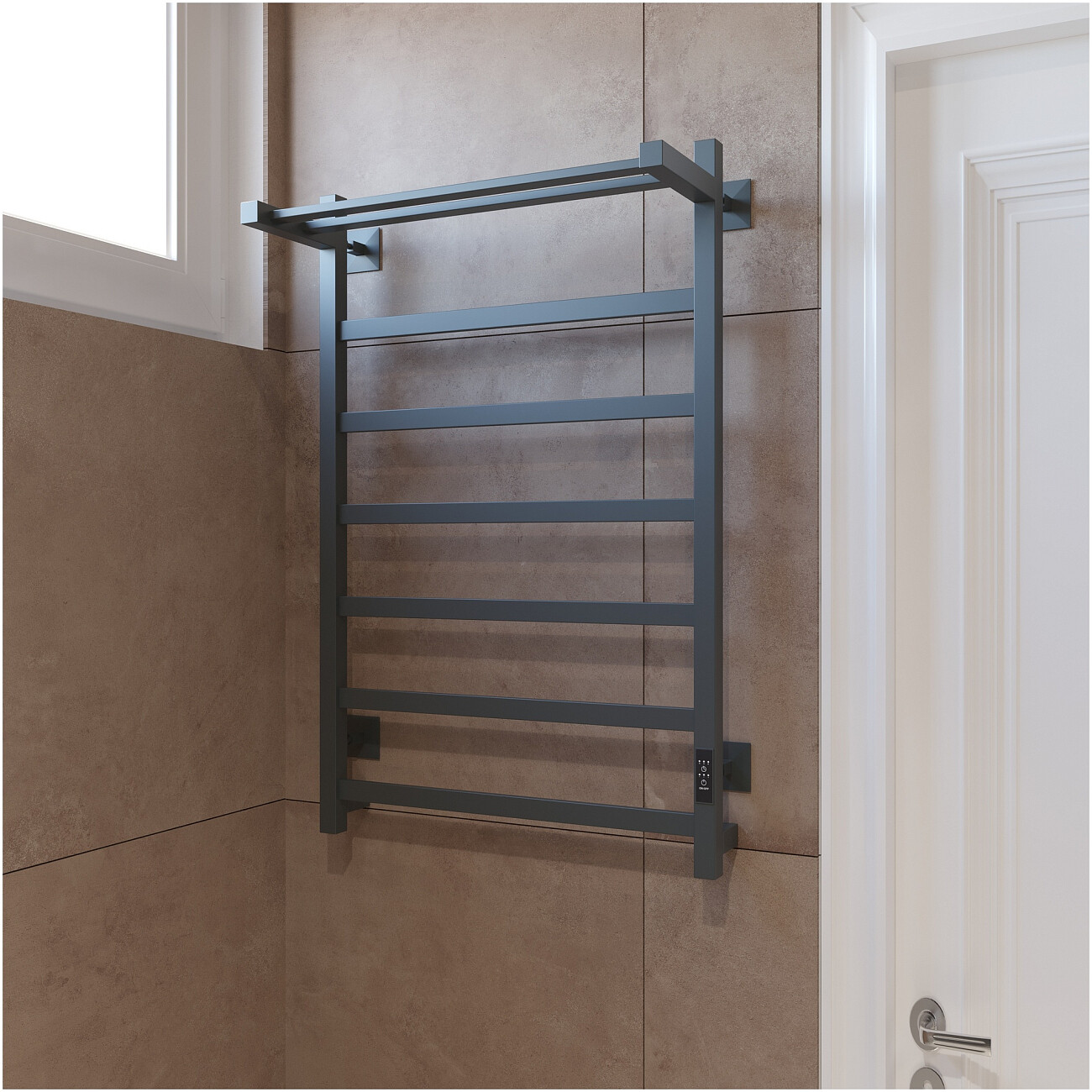 Полотенцесушитель электрический 80х50 см с полкой графит Ewrika "Пенелопа КВ7" - изображение 8