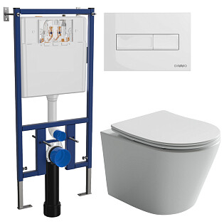Унитаз подвесной Ceramicanova Balearica Rimless CN6000 с инсталляцией Diwo 4501, с кнопкой 7320