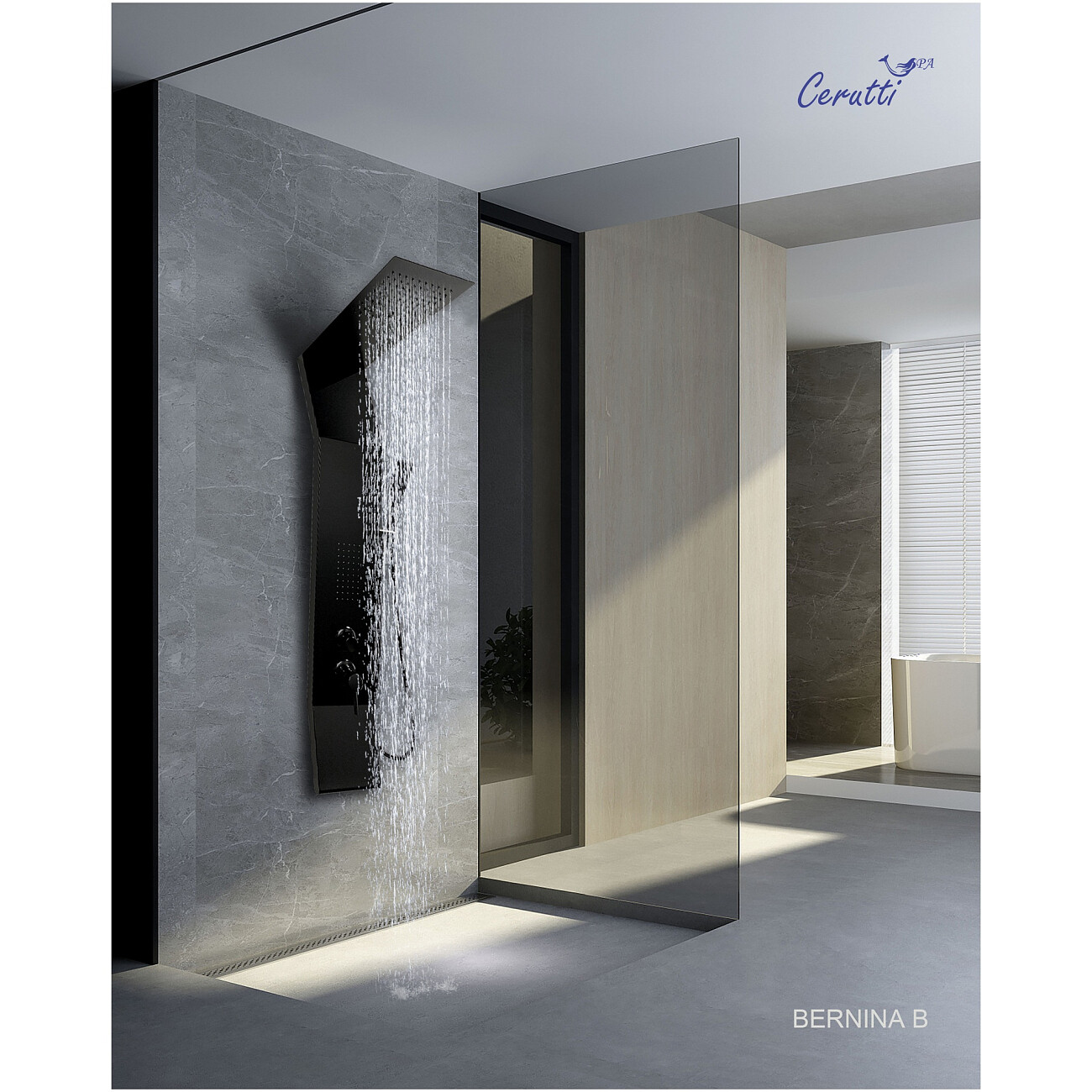 Душевая панель с тропическим душем 136х22 см черная матовая Cerutti SPA Bernina B CT8982 - изображение 2