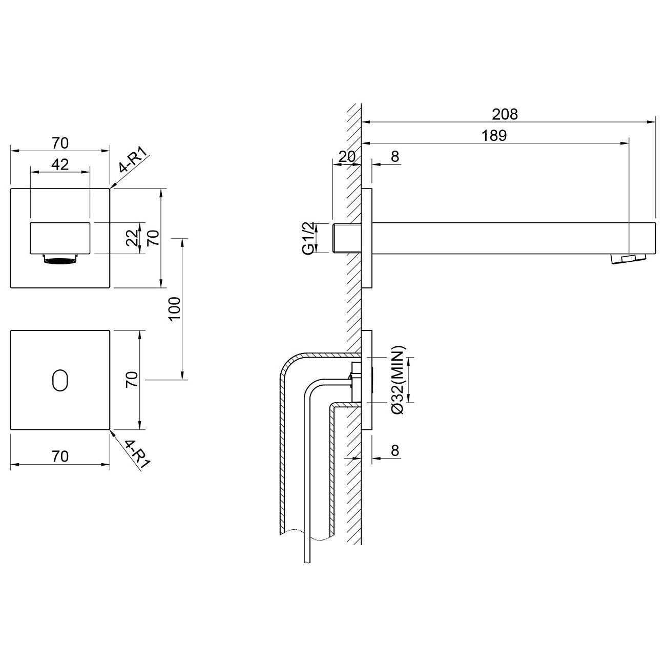 Смеситель для раковины встроенный сенсорный черный Timo Selene 2073-03SM - изображение 4