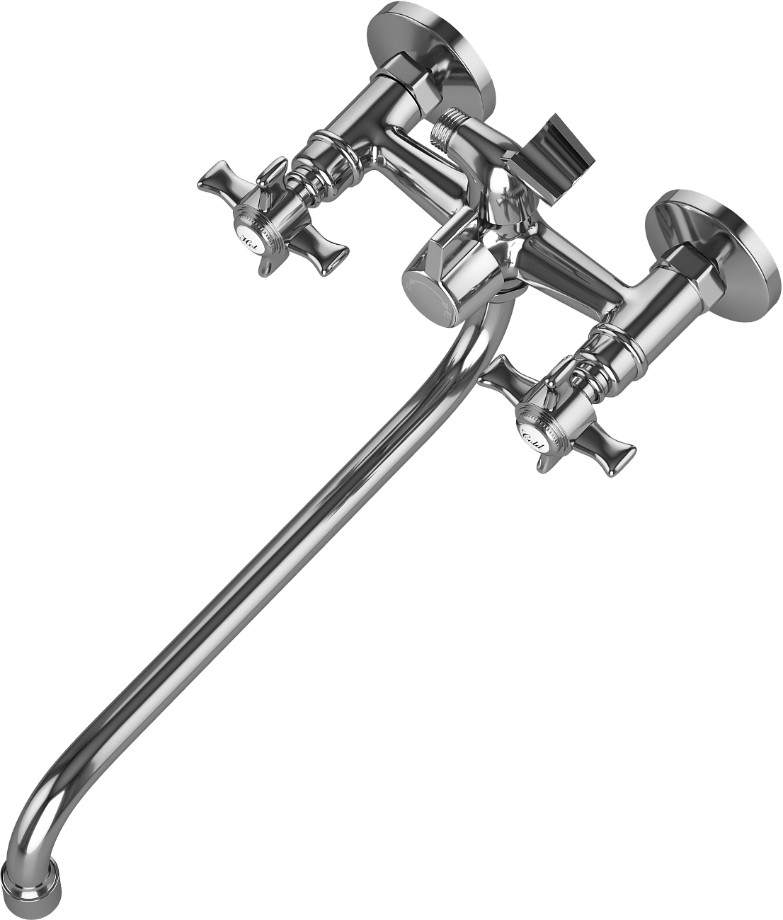 Смеситель универсальный двухвентильный с душевым гарнитуром хром Diwo "Самара" SA-03cr - изображение 7