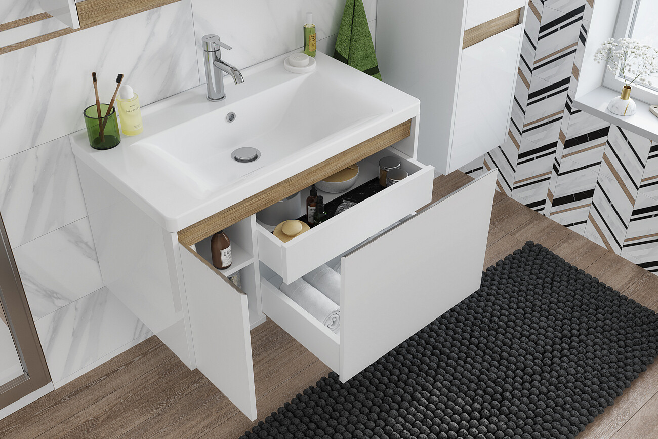 Раковина мебельная фарфоровая 80 см белая Stworki "Миранда" - изображение 7