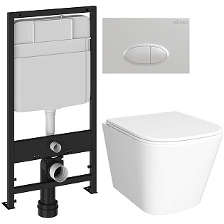 Унитаз подвесной Diwo &quot;Смоленск&quot; 5412 с инсталляцией Ewrika ProLT 0026-2020, с кнопкой смыва 0052