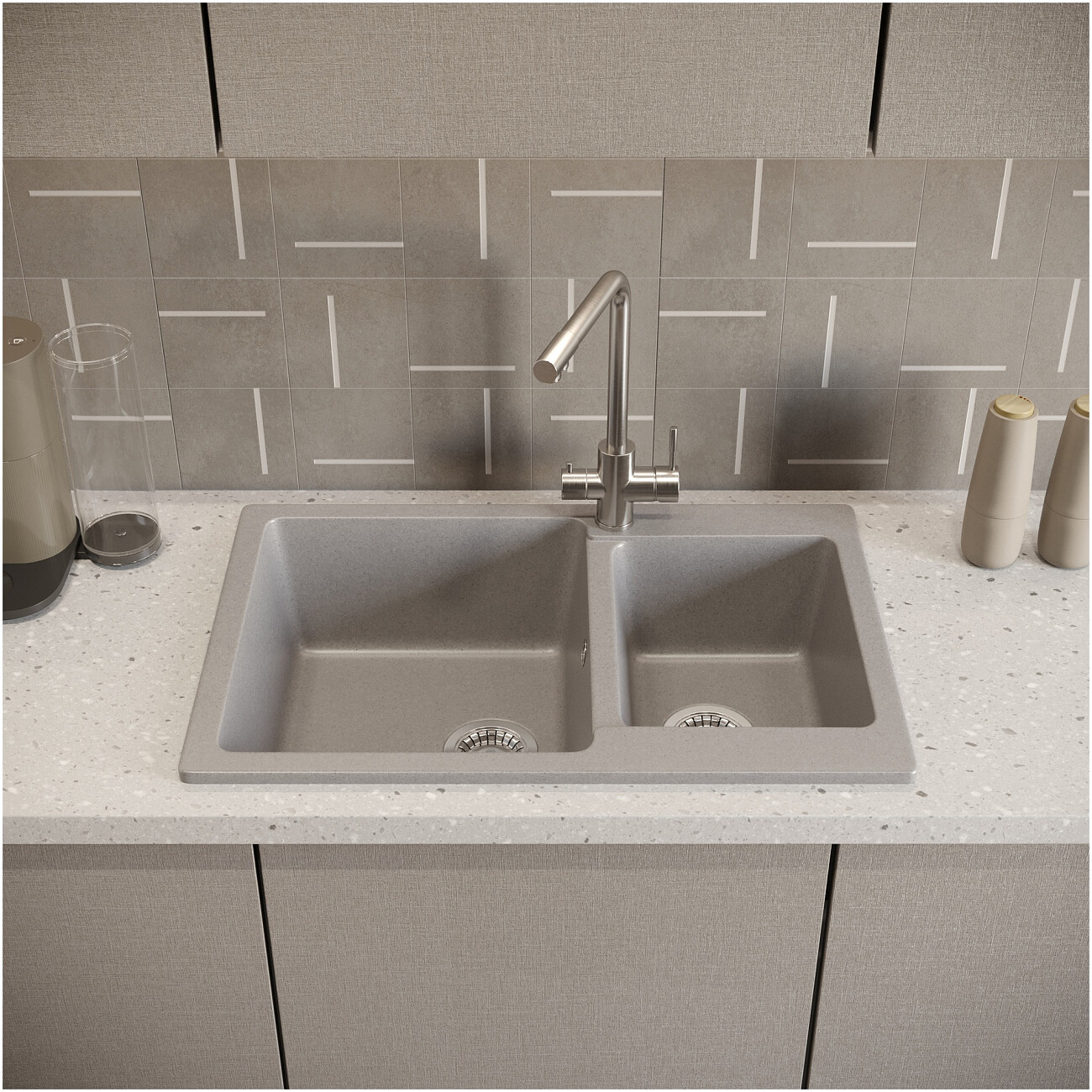 Мойка кухонная светло-серая Domaci "Болонья" М-191-006 - изображение 7