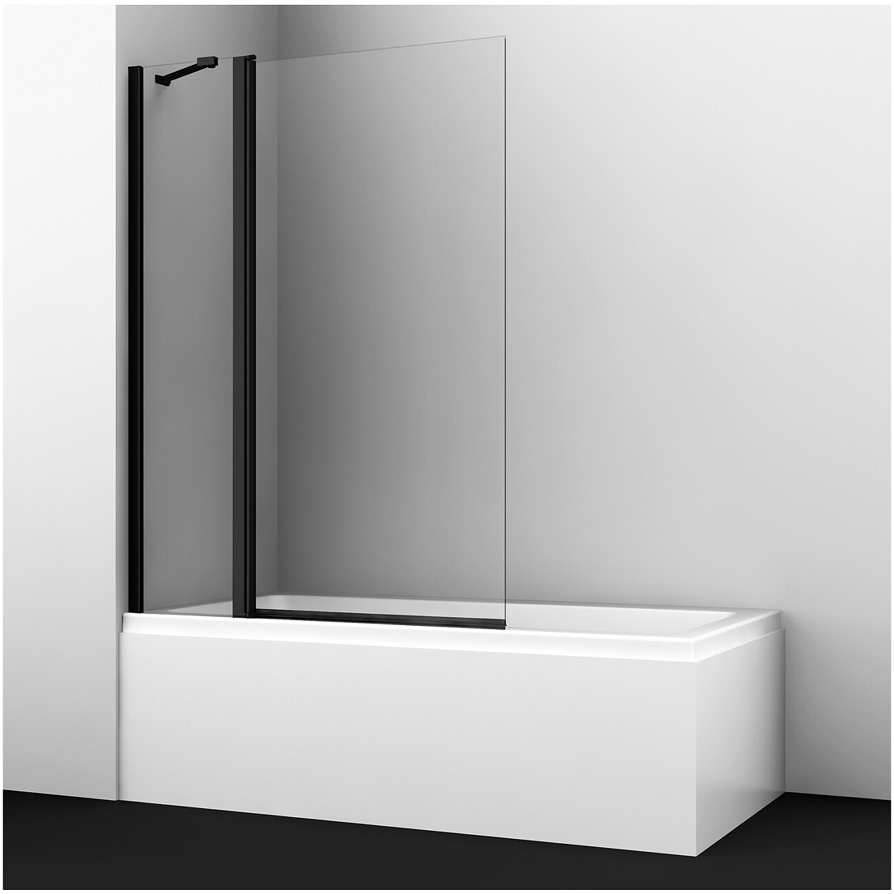 Штора на ванну стеклянная 140х110 см прозрачная, черная Wasserkraft Berkel 48P02-110BLACK Fixed - изображение 3