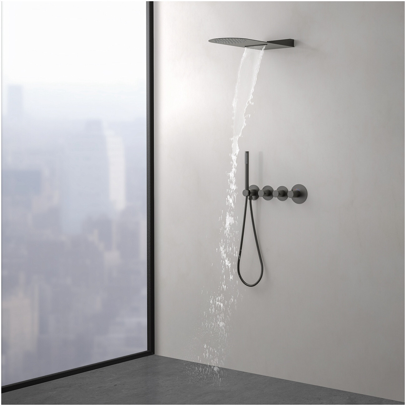 Душевой комплект встраиваемый с верхним душем и термостатом черное золото Timo Saona SX-2350-18SM  - изображение 5