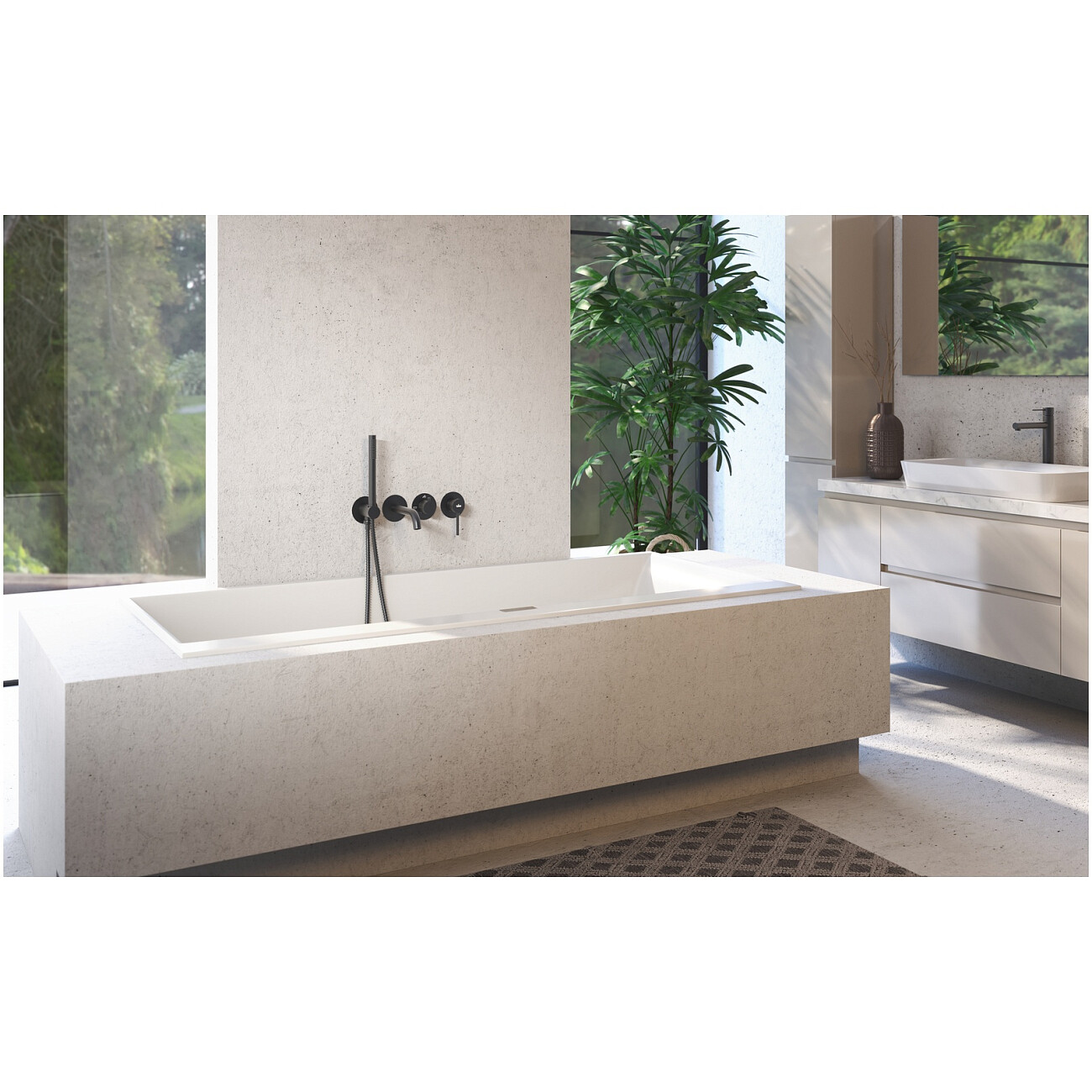 Смеситель для ванны встроенный с душевым гарнитуром черный Timo Saona 2314-03YSM - изображение 2