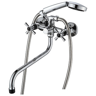 Смеситель для ванны двухвентильный с душевым гарнитуром хром, черный Ammore A4782-1