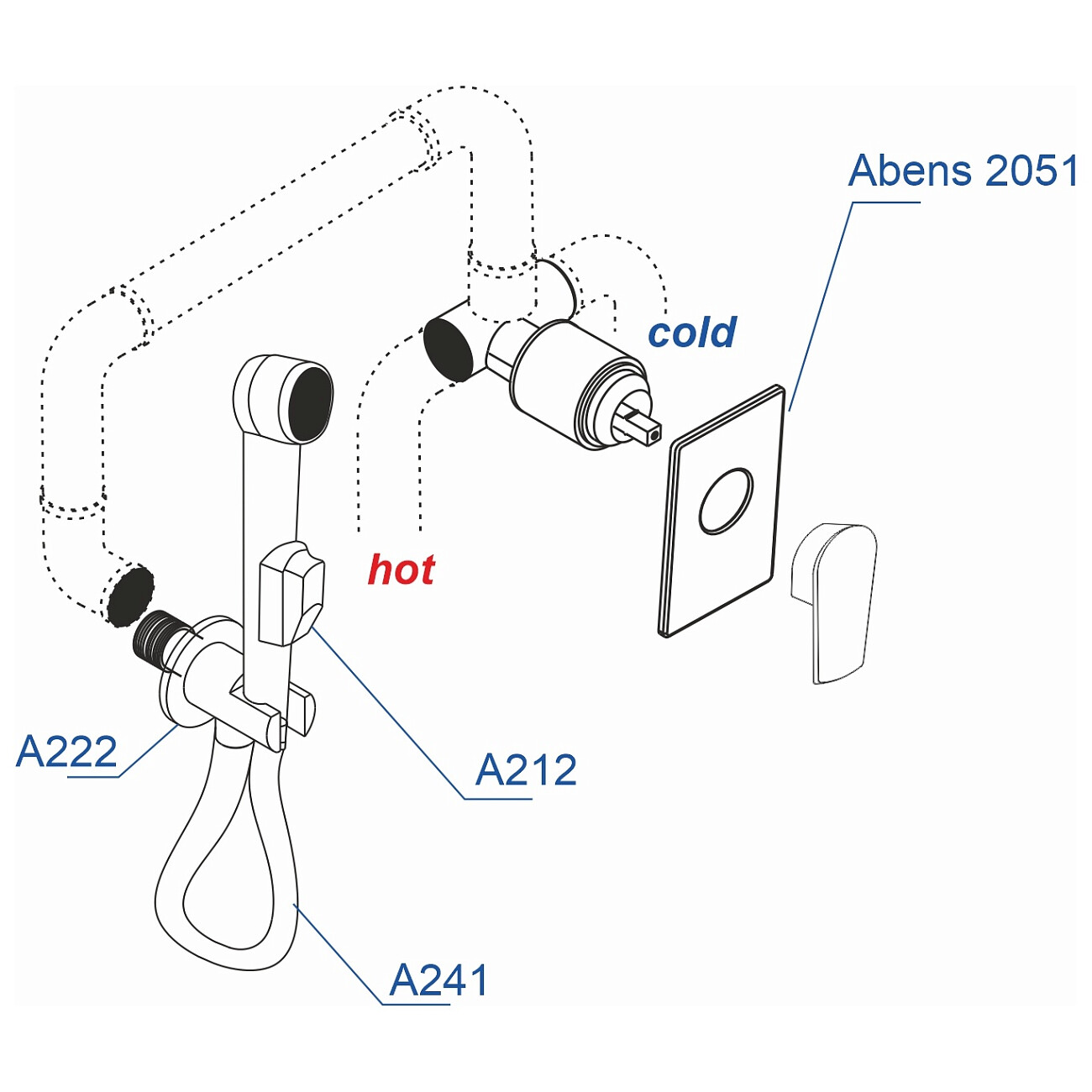 Гигиенический душ с встраиваемым смесителем черный Wasserkraft A02041 - изображение 4