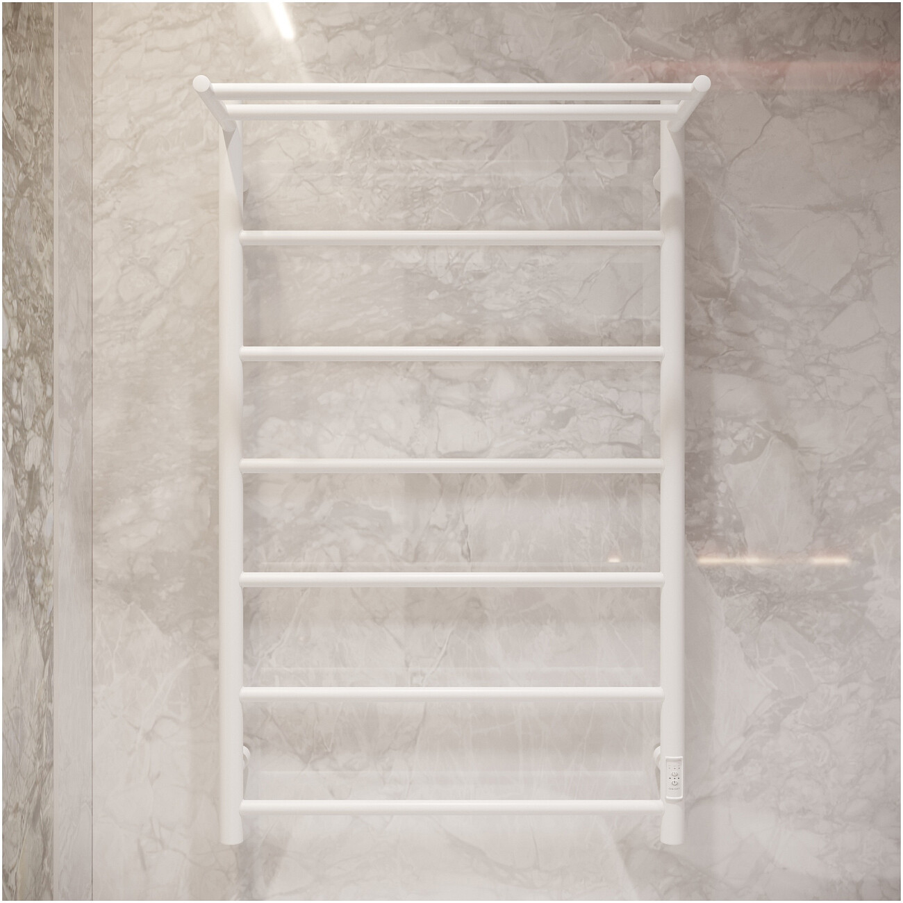 Полотенцесушитель электрический с полкой 100х60 см белый матовый Ewrika "Сафо" PN 4657812418446 - изображение 7