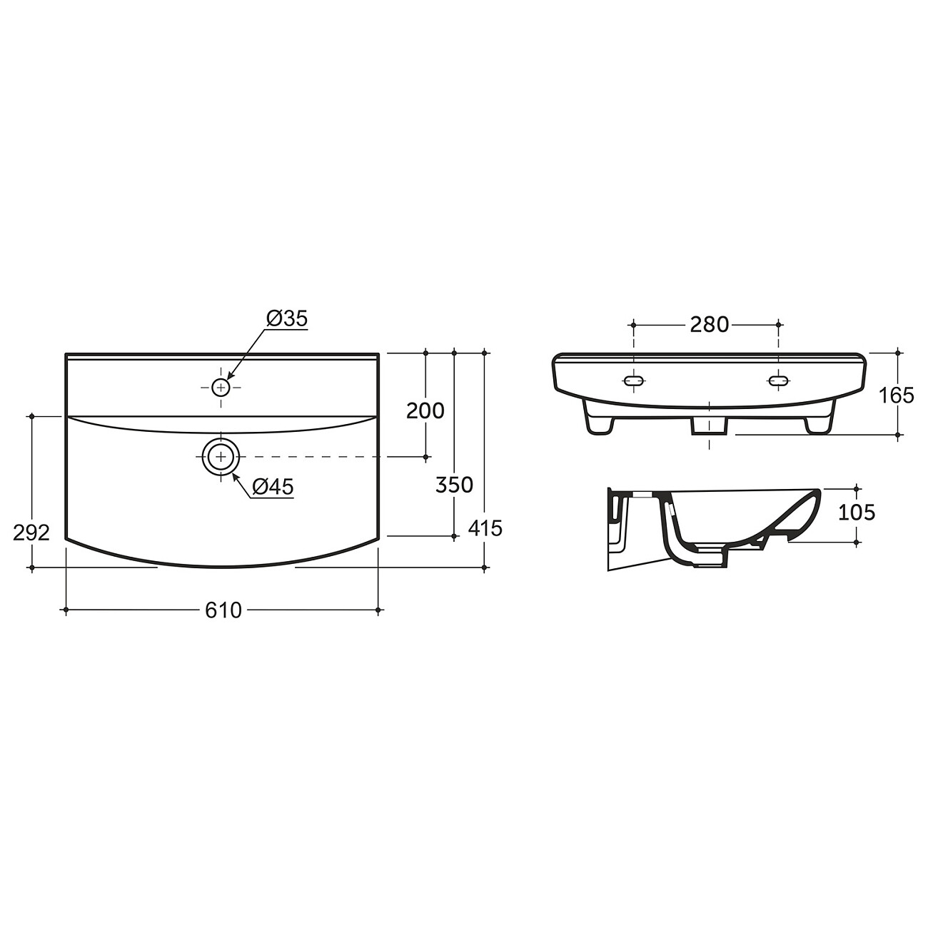 Раковина накладная фарфоровая полукруглая 42х61 см белая Керамин "Клермонт" CDB00028499 - изображение 2