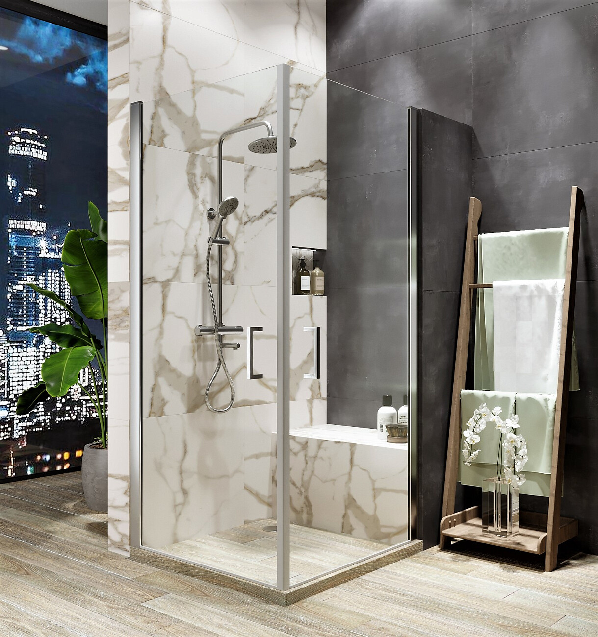 Душевая стойка с верхним душем и термостатом хром Stworki "Рандерс" RD-03cr - изображение 9