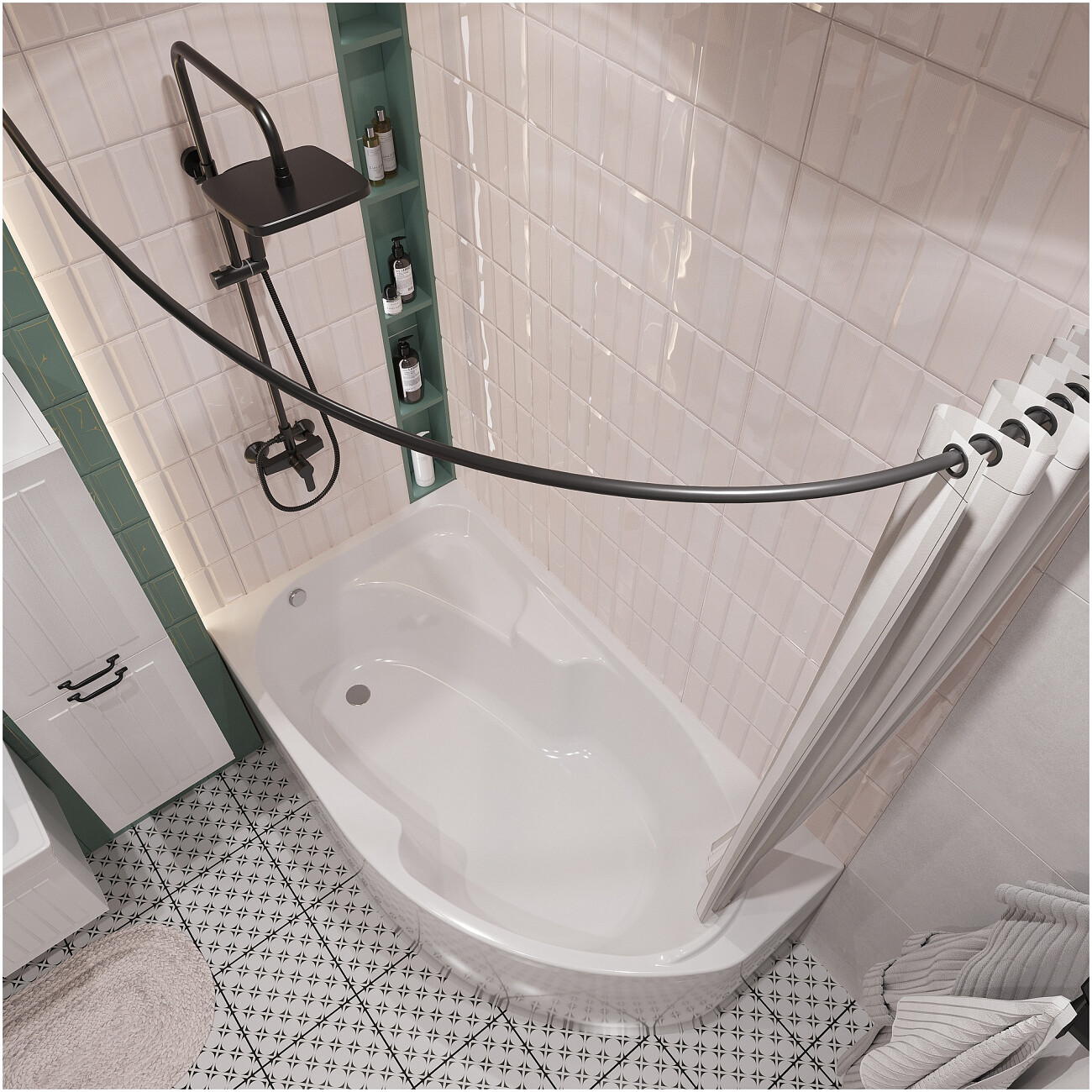 Душевая стойка с верхним душем и смесителем черная Diwo "Смоленск" SM-07b - изображение 6