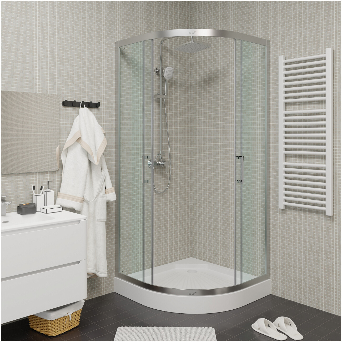 Душевой уголок четверть круга 100x100 см хром Cerutti SPA Viva 100 - изображение 5