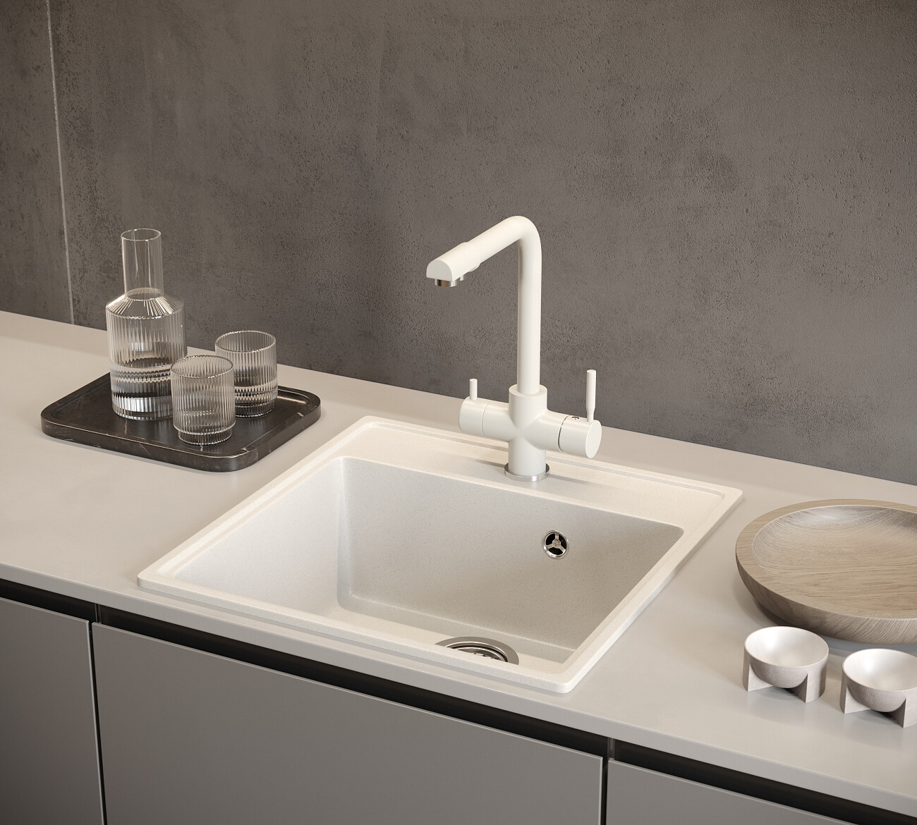 Смеситель для кухни однорычажный с изливом для фильтрованной воды жасмин Domaci "Солерно" UQ-016-01 - изображение 6