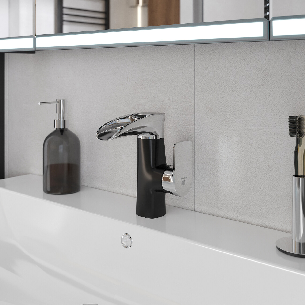 Смеситель для раковины однорычажный черный, хром Diwo "Дмитров" DM-01b - изображение 5