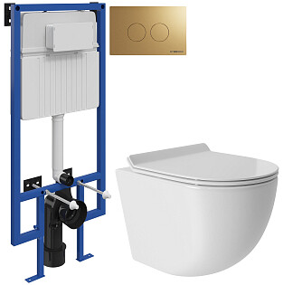 Унитаз подвесной Ovo Tornado OVOT0110 с инсталляцией Stworki 510162 и кнопкой &quot;Хельсинки&quot; 500474