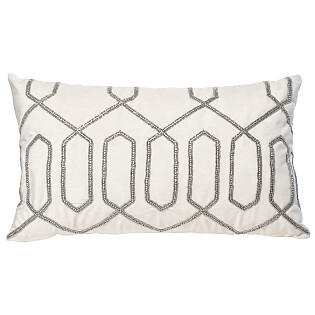 Подушка декоративная с бисером 30х50 см белая "Геометрия"