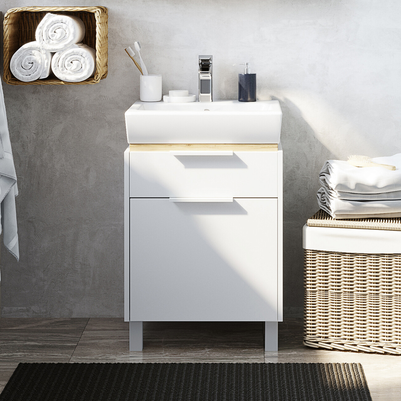 Раковина мебельная фарфоровая 50 см белая Stworki "Нео" - изображение 4