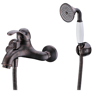 Душевой комплект с лейкой и коротким изливом темная бронза Wasserkraft Isar 1301