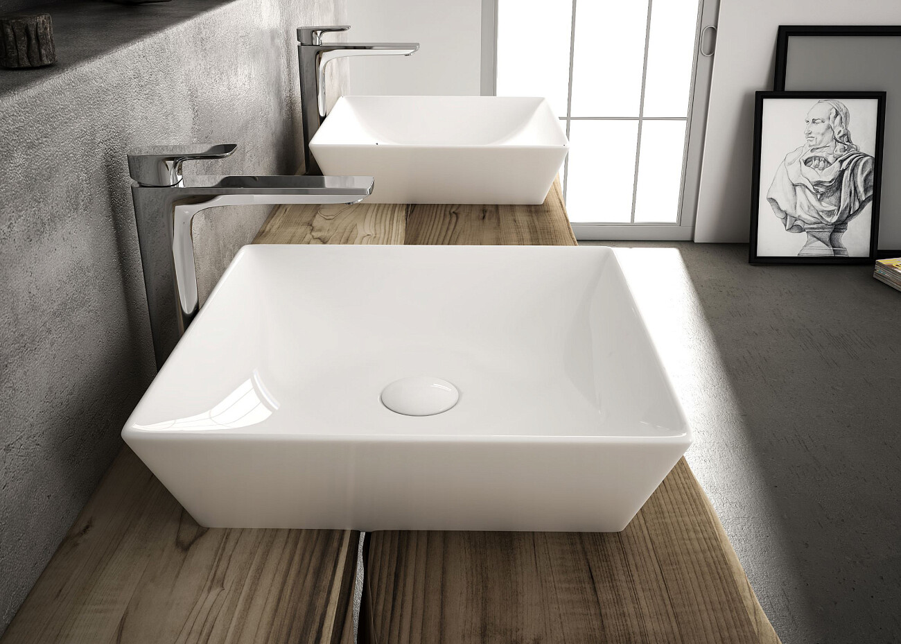 Раковина накладная керамическая квадратная 40 см белая Stworki 3040-KL - изображение 7