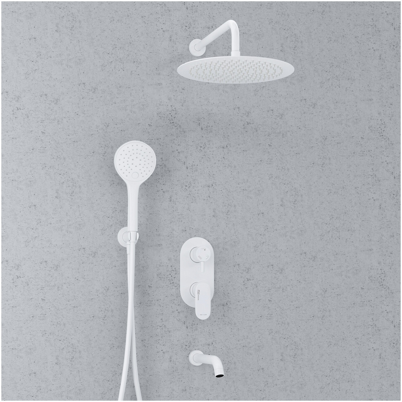 Душевой комплект встраиваемый с тропическим душем со смесителем и изливом белый Wasserkraft A85161 - изображение 2