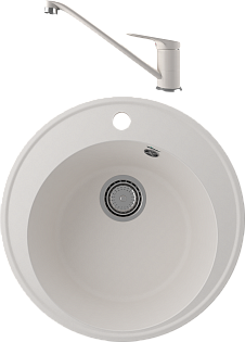 Мойка кухонная жасмин Domaci &quot;Солерно&quot; DN 485-01 со смесителем UQ-004-01