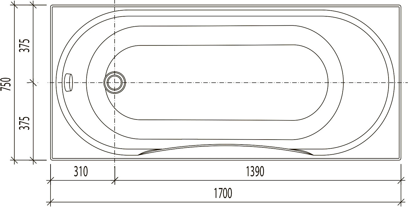 Ванна акриловая с каркасом 170х75 см белая Stworki "Хальмстад" SW1017075026, SW5017070050 - изображение 4