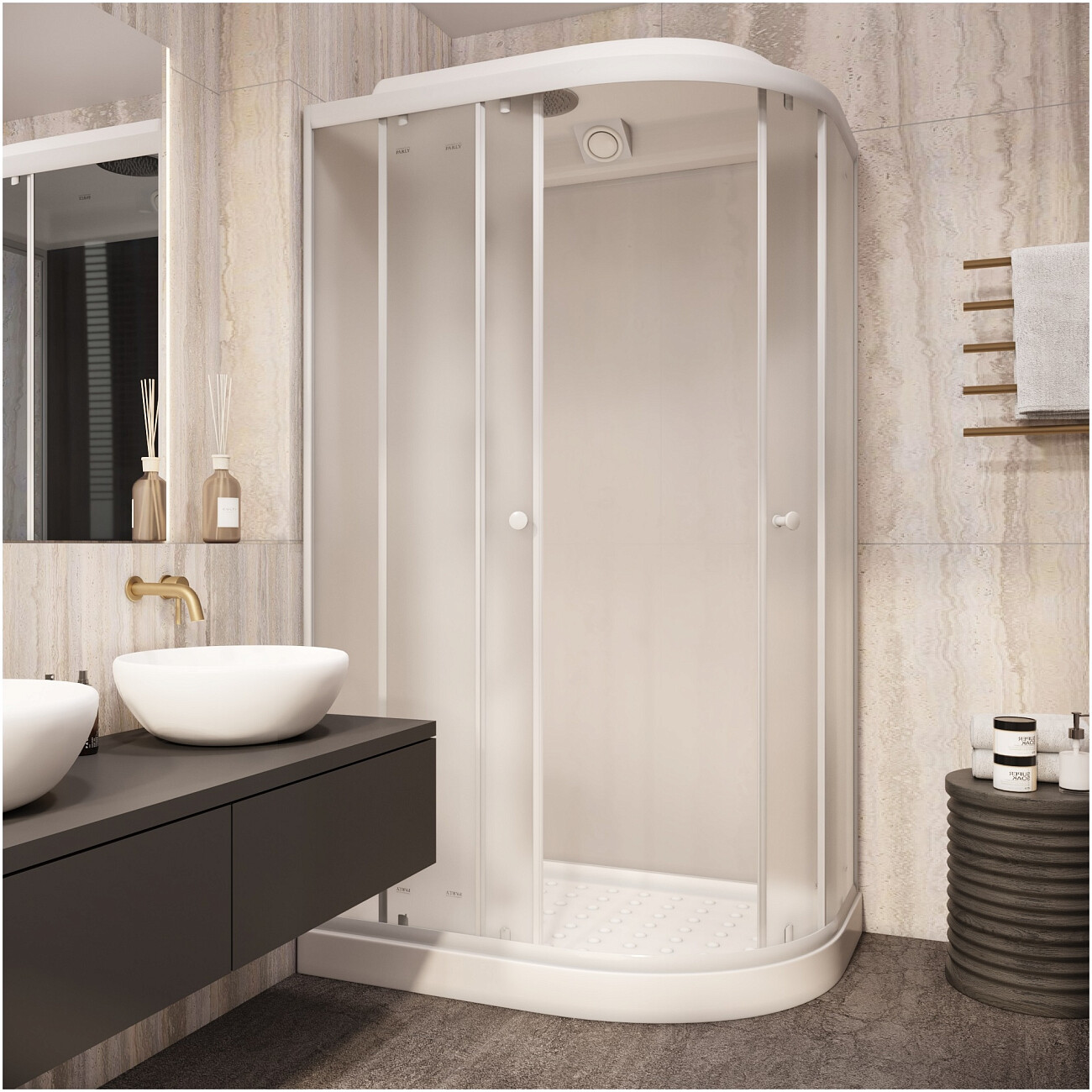 Душевая кабина ассиметричная левая с низким поддоном 80х120 см белая Parly EF1231L - изображение 6