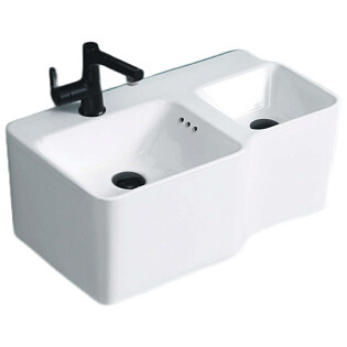 Раковина подвесная двойная фарфоровая 37х65 см белая Cerutti SPA Double Bella CT9703