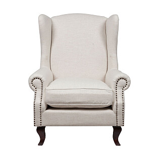 Кресло мягкое с ушами белое Collins Wingback Chair