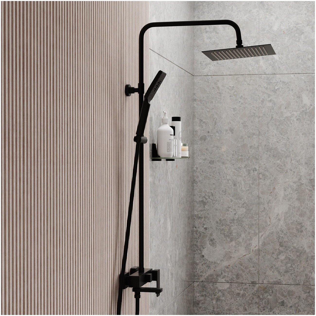 Душевая система со смесителем из латуни черная Wasserkraft A27701 - изображение 2