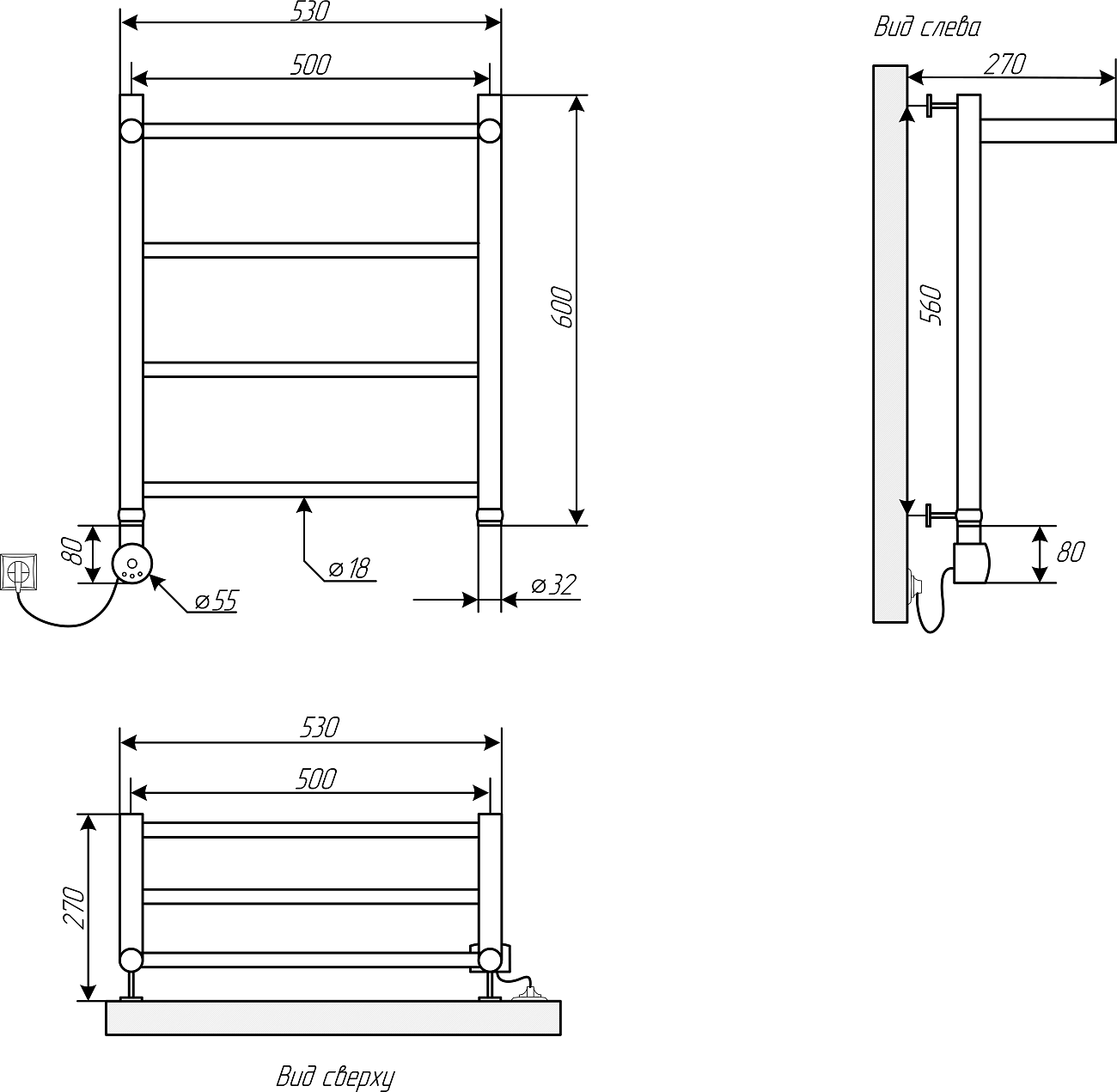 Полотенцесушитель электрический 60х50 см с полкой белый Ewrika "Сафо" FP L - изображение 2