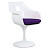 Кресло белое на ножке с фиолетовой подушкой, шерсть Tulip Armchair