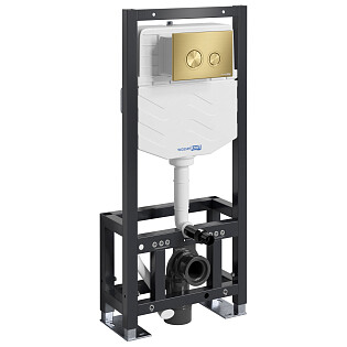 Инсталляция для подвесного унитаза с кнопкой смыва золото Dill 61TLT.010.ME.MG01